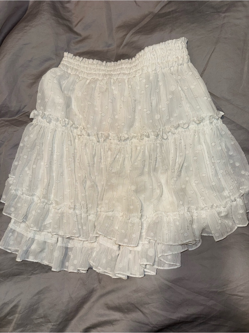 MISA Siena Top + Marion Skirt Set XS Off White Clip Dot Lurex Ruffle - Picture 7 of 16
